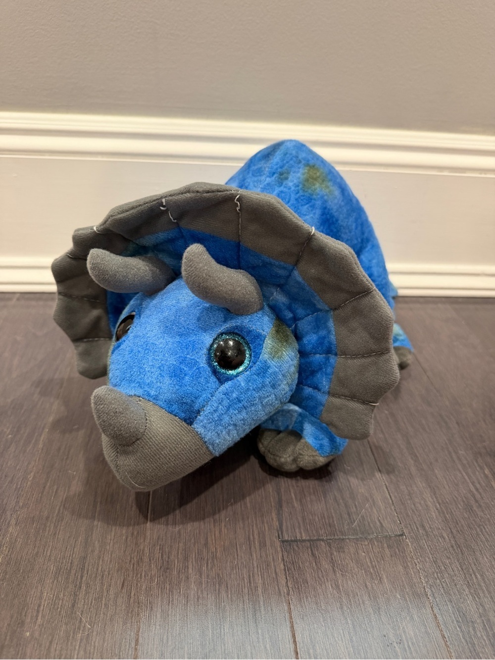 VINTAGE GUND Diesel 14” Blue Gray Triceratops Plush Dinosaur Toy Stuffed Animal